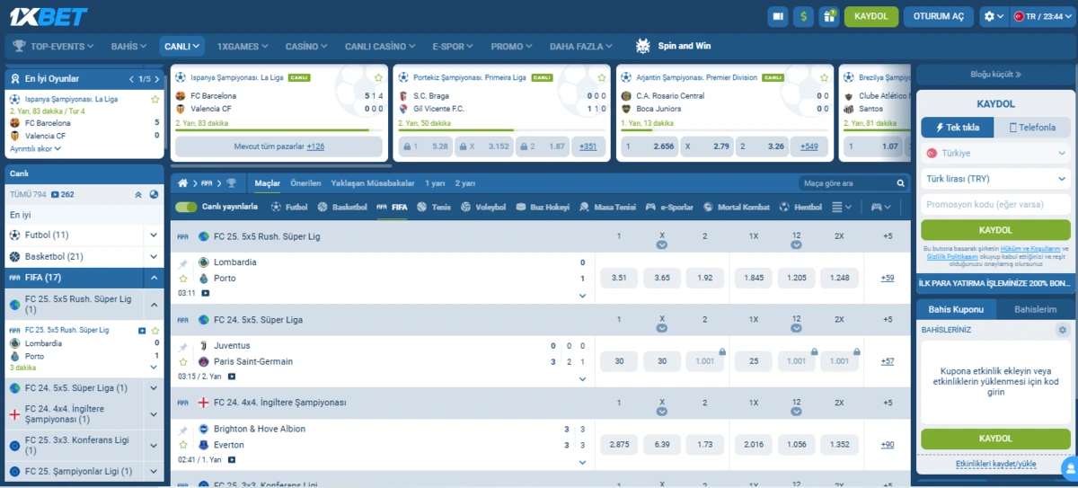 1xBet FIFA canlı yayın izle